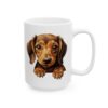 Dachshund Peeking Dog Mug – Dog Lover Coffee Mug – 11oz/15oz Ceramic Mug
