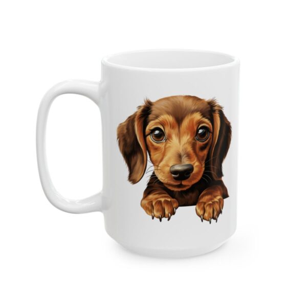 Dachshund Peeking Dog Mug – Dog Lover Coffee Mug – 11oz/15oz Ceramic Mug