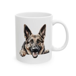 German Shepherd Peeking Dog Mug – Dog Lover Coffee Mug – 11oz/15oz Ceramic Mug